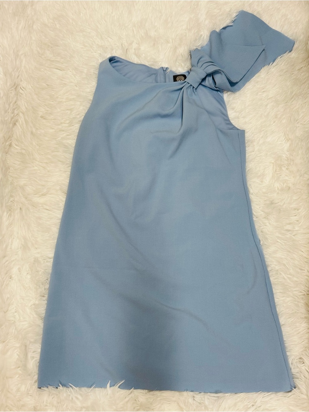 Vince Camuto Pale Blue One-Shoulder Bow Midi Dress